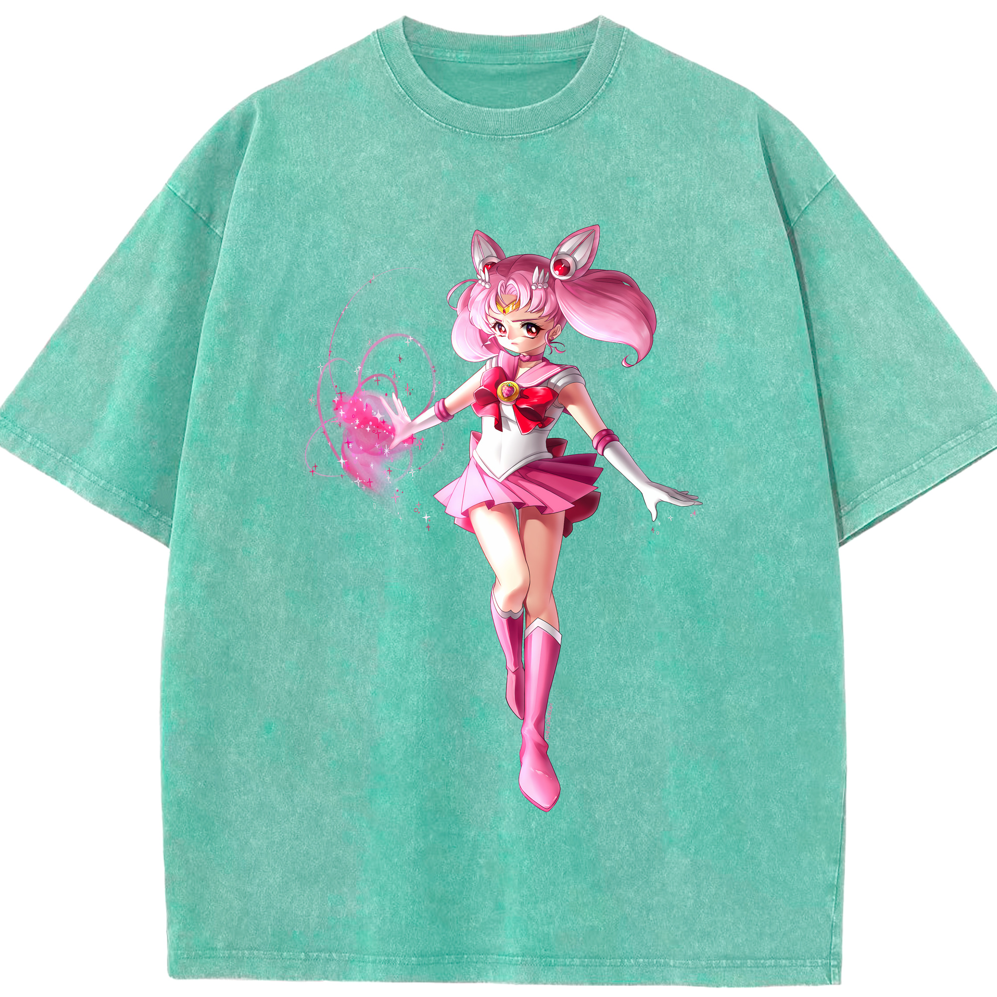 （画像用） 美少女戦士セーラームーン ちびうさ Sailor Moon Chibiusa Tsukino Usagi Small Lady Serenity 綿100% ヴィンテージ風 半袖Tシャツ（フロントプリント）